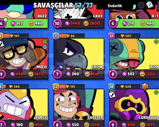 17K 57 KARAKTERLİ HESAP ASH LI BRAWL PASS ALINMIŞ
