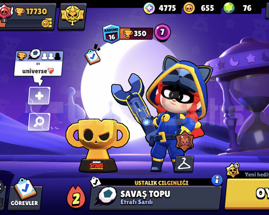 17K 57 KARAKTERLİ HESAP ASH LI BRAWL PASS ALINMIŞ