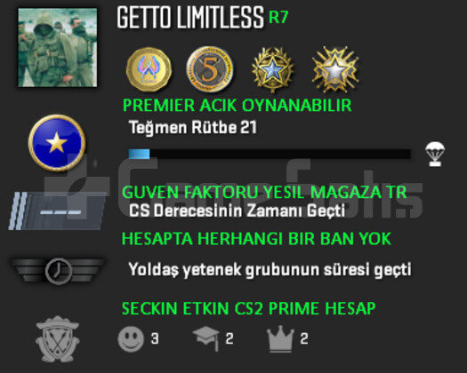 4 MADALYA | CS2 PRIME | GUVEN FAKTORU YESIL