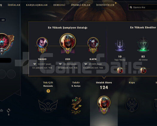 62 LEVEL HANDMADE LOL HESABI