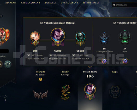 89 LEVEL CEHENNEM ELO HANDMADE LOL HESABI