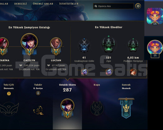 171 LEVEL 100 SKİN MAİNLİK LOL HESABI