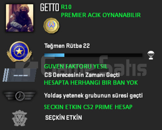 PREMIER ACIK | CSGO PRIME | GUVEN FAKTORU YESIL