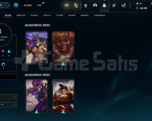 TR Plat 2 | 4 Kostüm - 58K Mö | LoL Hesap