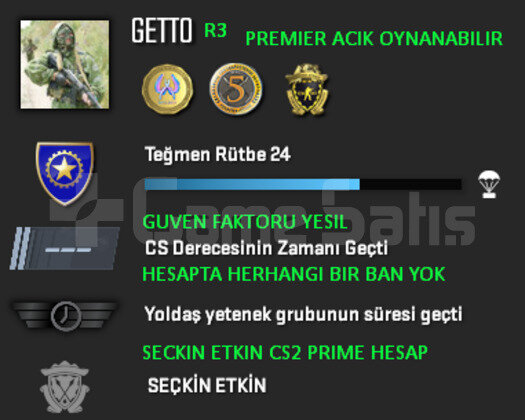 PREMIER ACIK | CSGO PRIME | GUVEN FAKTORU YESIL