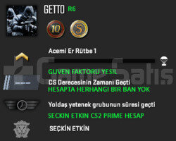 10 + 5 YIL JETONLU YEŞİL FAKTÖR CSGO PRİME HESAP