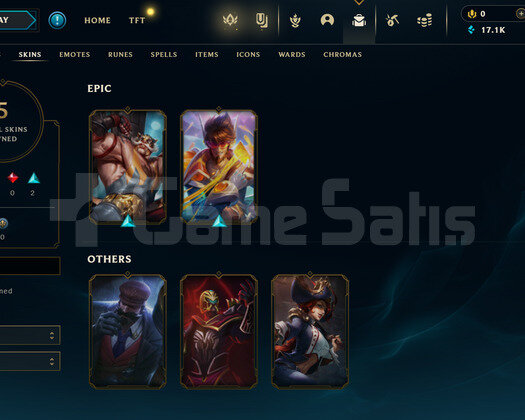 TR Unranked | 5 Kostüm - 17K Mö | LoL Hesap