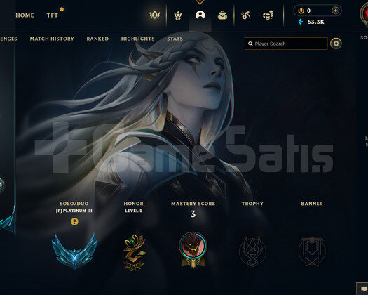 TR Plat 3 | 2 Kostüm - 63K Mö | LoL Hesap