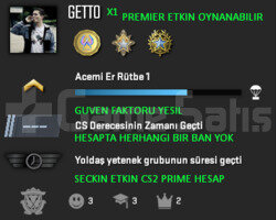 PREMIER AKTIF CS2 PRIME | 3 MADALYA | YESIL FAKTOR