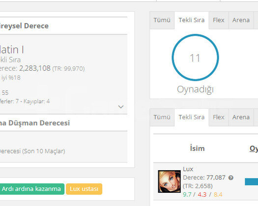 Plat1 65 winrate tr fresh +30 alıyor