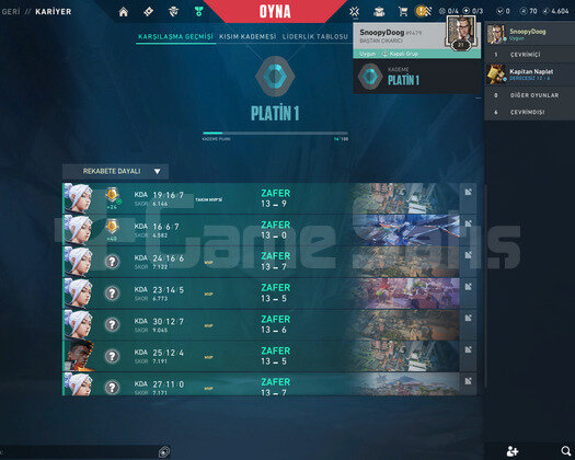 PLAT 1 YÜKSEK MMR TEMİZ HESAP