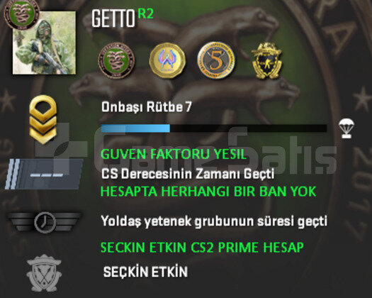 4 MADALYA | CS2 PRIME | GUVEN FAKTORU YESIL