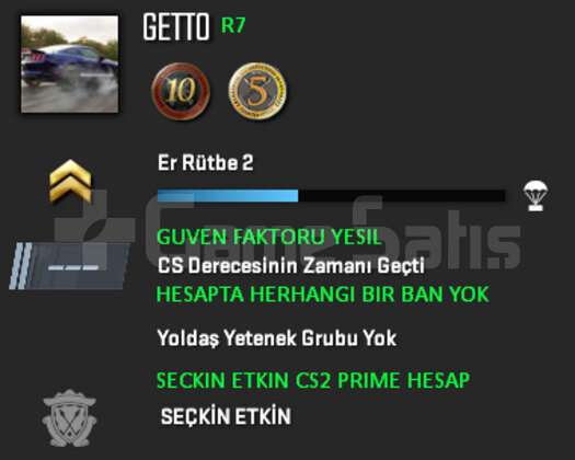 10 + 5 YIL JETONLU YEŞİL FAKTÖR CSGO PRİME HESAP