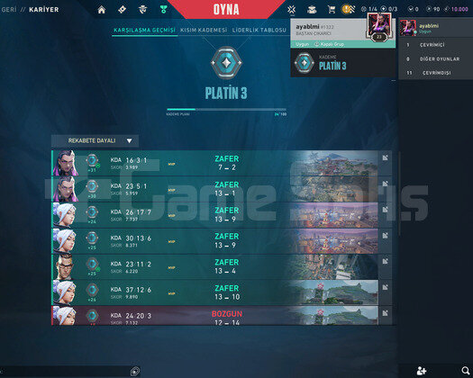 TR/PLAT 3 YÜKSEK MMR TEMİZ HESAP/MAİLLİ