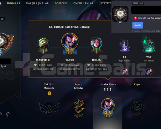 60 LVL HANDMADE LOL HESABI