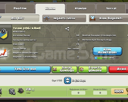Acil satılık 9.5 seviye klan