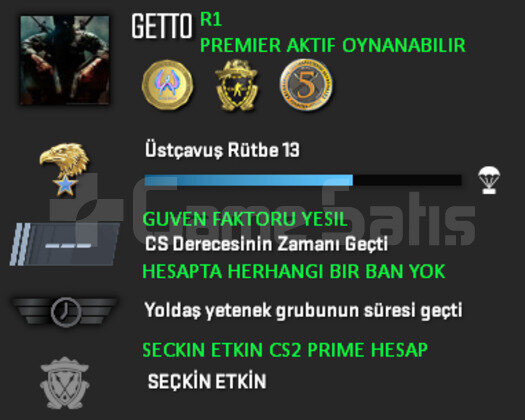 PREMIER ACIK | CSGO PRIME | GUVEN FAKTORU YESIL