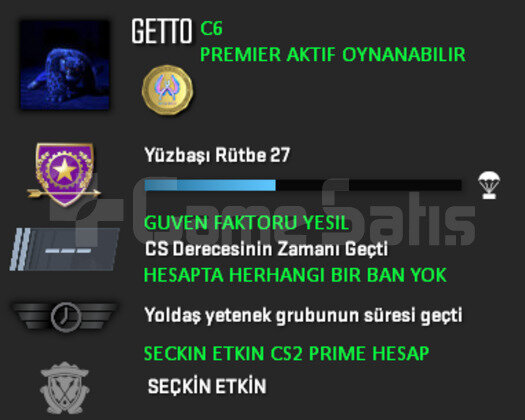 PREMIER ACIK | CSGO PRIME | GUVEN FAKTORU YESIL