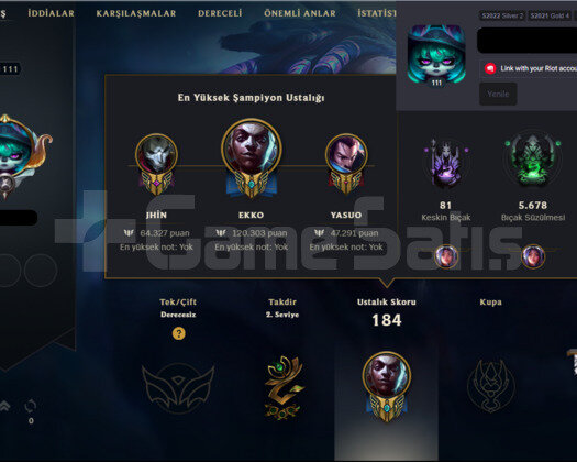 111 LEVEL MAINLIK HANDMADE LOL HESABI