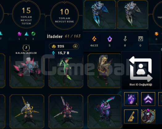 122 LEVEL 57 SKIN MAINLIK UNRANKED LOL HESABI