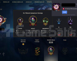122 LEVEL 57 SKIN MAINLIK UNRANKED LOL HESABI