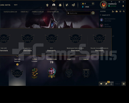 LOL +30 Level Unranked Ganimeti Bol Hesab