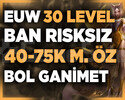 EUW BAN RİSKSİZ 40-75K MAVİ ÖZ 30 LEVEL UNRANKED
