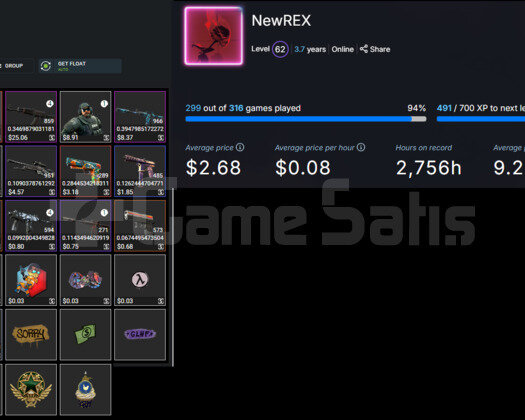 62 LEVEL 311 OYUN 16.000TL CS ENVANTERİ