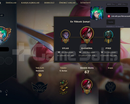 150K KATA HANDMADE UNRANKED LOL HESABI