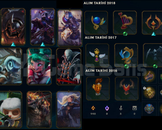 2016 REG 125 LVL 82 ŞAMPİYON MAINLIK  LOL HESABI