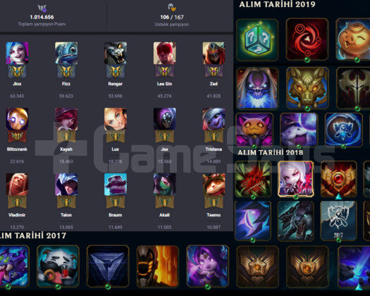 2016 REG 125 LVL 82 ŞAMPİYON MAINLIK  LOL HESABI
