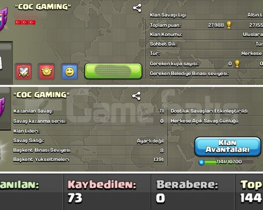 Coc Gaming 13sv AltınLig Başkent8 HemenTeslim