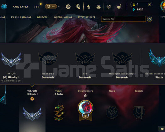 EUW GEÇEN SEZON PLAT BİTİRMİŞ SİLVER 1 ACC