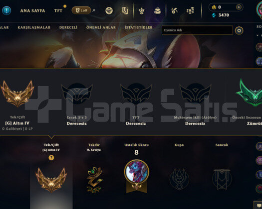 TR GEÇEN SEZON ZÜMRÜT GOLD4 HESAP VE 1 SKİN