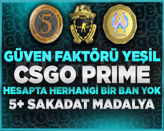 CS2 Prime | 3 Madalya | Yeşil Faktör + Garanti