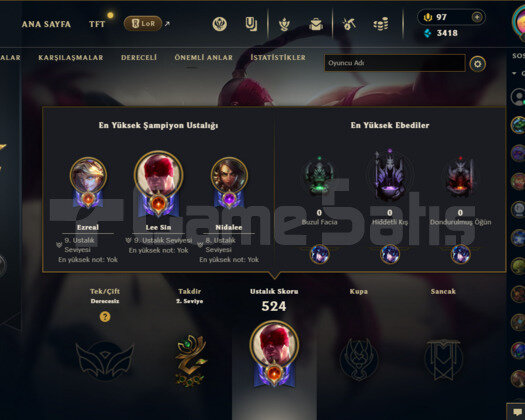 EUW-190 LEVEL - 214 SKIN - 148 HERO - MAİNLİK