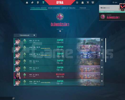 immo 1 yüksek/elo/winrate,kda Mail Onaysız