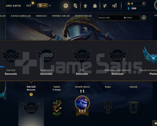 EUW GEÇEN SEZON PLAT MMR TEMİZ ACC VE BALIKÇI FİZZ
