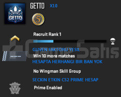 CS2 Prime | 1 Madalya | Yeşil Faktör + Garanti
