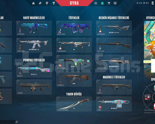 44 skinli 5 vandallı 3 phantomlu 3 bıçaklı 7500 vp