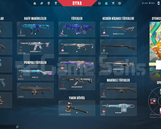 44 skinli 5 vandallı 3 phantomlu 3 bıçaklı 7500 vp