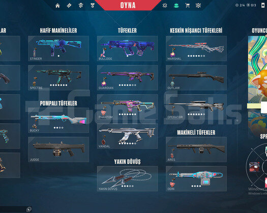44 skinli 5 vandallı 3 phantomlu 3 bıçaklı 7500 vp