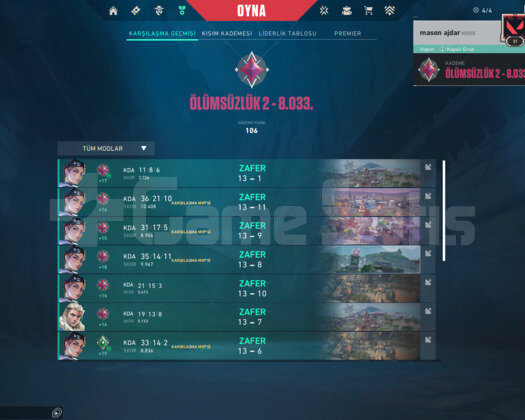 İmmortal 2 Mail Onaysız Yüksek Winrate Ucuz