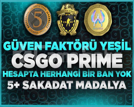 CS2 Prime | 3 Madalya | Yeşil Faktör + Garanti