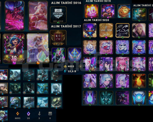 2016 KURULUM 4033 RP DOLU SKINLI BR LOL HESABI