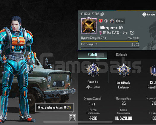 Pubg Kostümlü Elmas Hesap