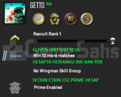 CS2 Prime | 4 Madalya | Yeşil Faktör + Garanti R4