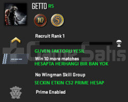 CS2 Prime | 3 Madalya | Yeşil Faktör + Garanti R5