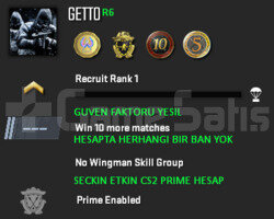 CS2 Prime | 4 Madalya | Yeşil Faktör + Garanti R6