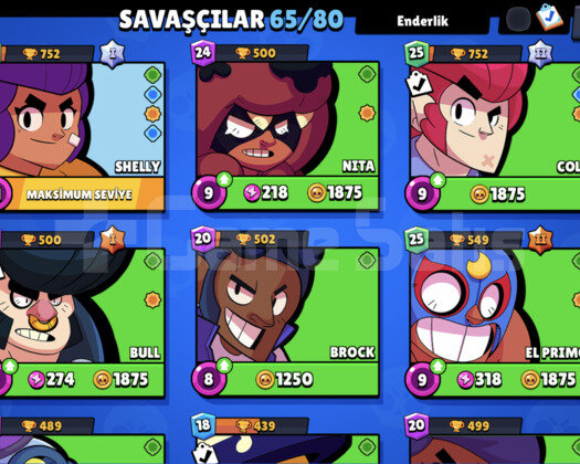 BRAWL STARS 22 K kupa 65 karakter 67 kostüm